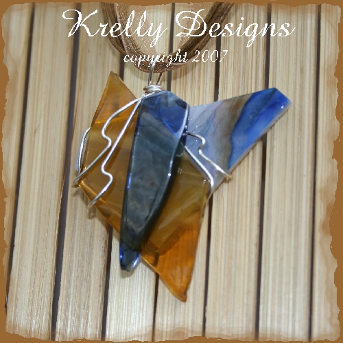 Artistically Wire Wrapped Fused Glass Pendant